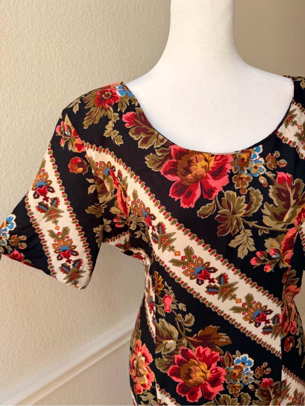 Vintage Nina Piccalino Floral Southwestern Midi Dress Romantic Folk Festival - Picture 2 of 12